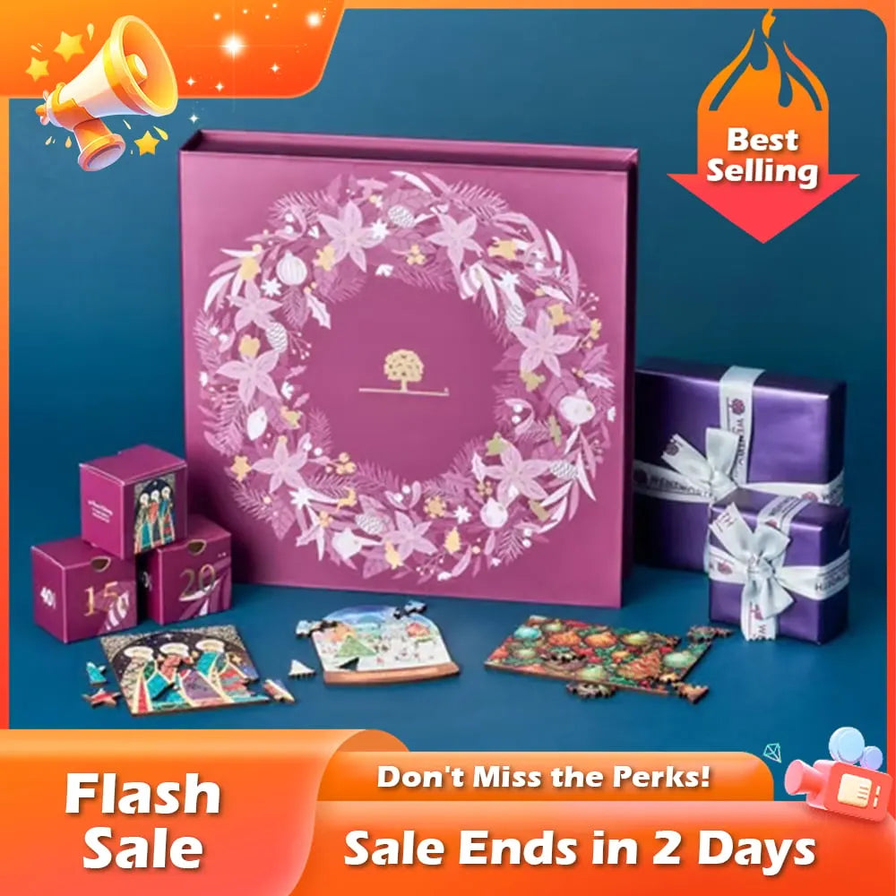 🔥 HOT SALE 🔥🏆Flash Sale⚡ 50K+ SOLD! Almost Gone-💥🧩24 Days Of Christmas Puzzles Advent Calendar,Best Gifts