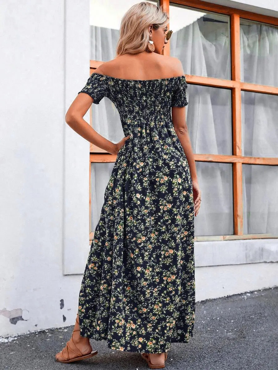 Women's Elegant Floral Off-Shoulder Dress
