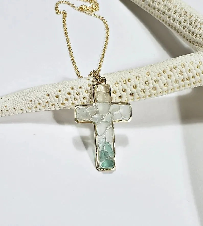 Sea Glass Cross Necklace