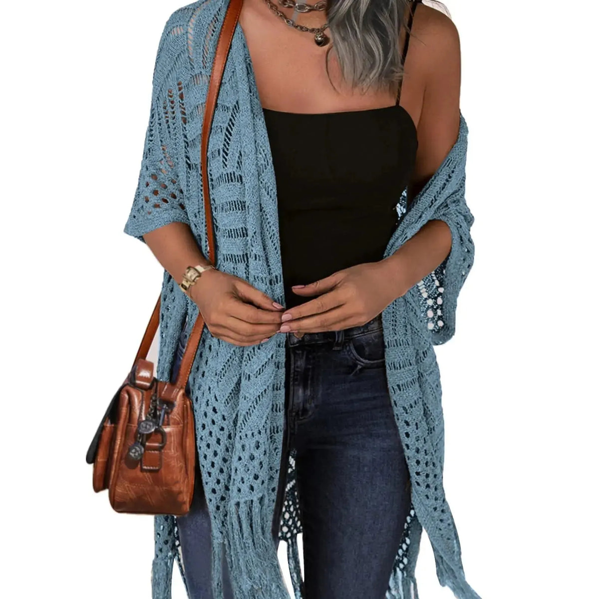 🎉✨ Lightweight Crochet Boho Kimono