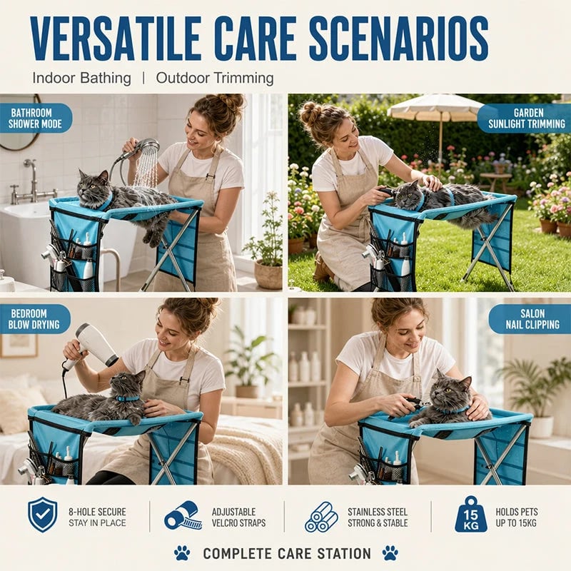 🎉⏰2-in-1 Foldable Pet Grooming Bed🐱🐶🛋️