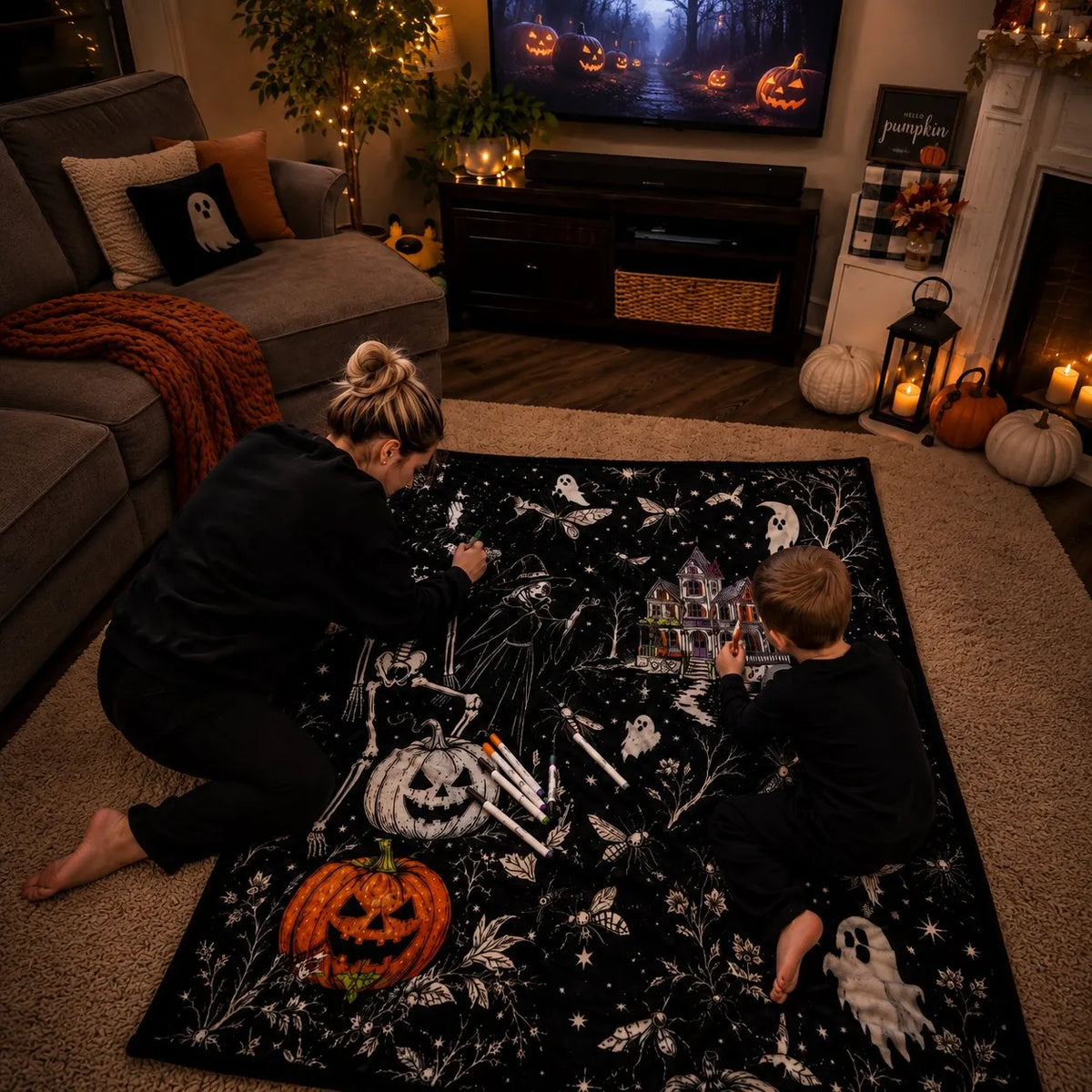 🎉🎃👻Trick Or Trace Halloween Coloring Blanket🎨(📦Buy 2 Free Shipping)