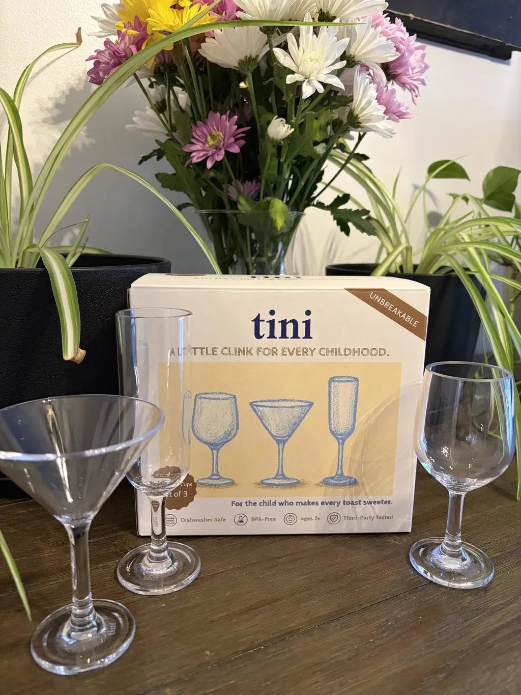 🏖️🥤 Tini Cheers 3-Pack Stemmed Kids Cups, Shatterproof BPA-Free Transparent Tritan Drinking Cups, Top-Rack Dishwasher Safe for Toddlers Ages 2+ 🍸️🍷