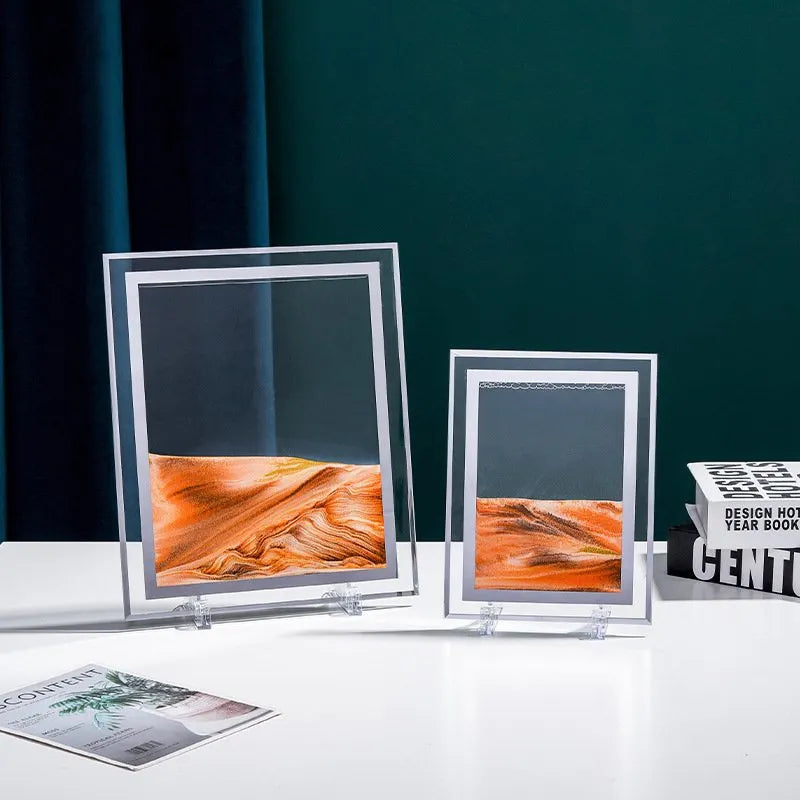 Moving Sand Art Picture Round Glass 3D