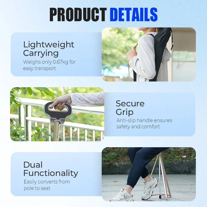 Portable Trekking Hiking Pole with Seat
