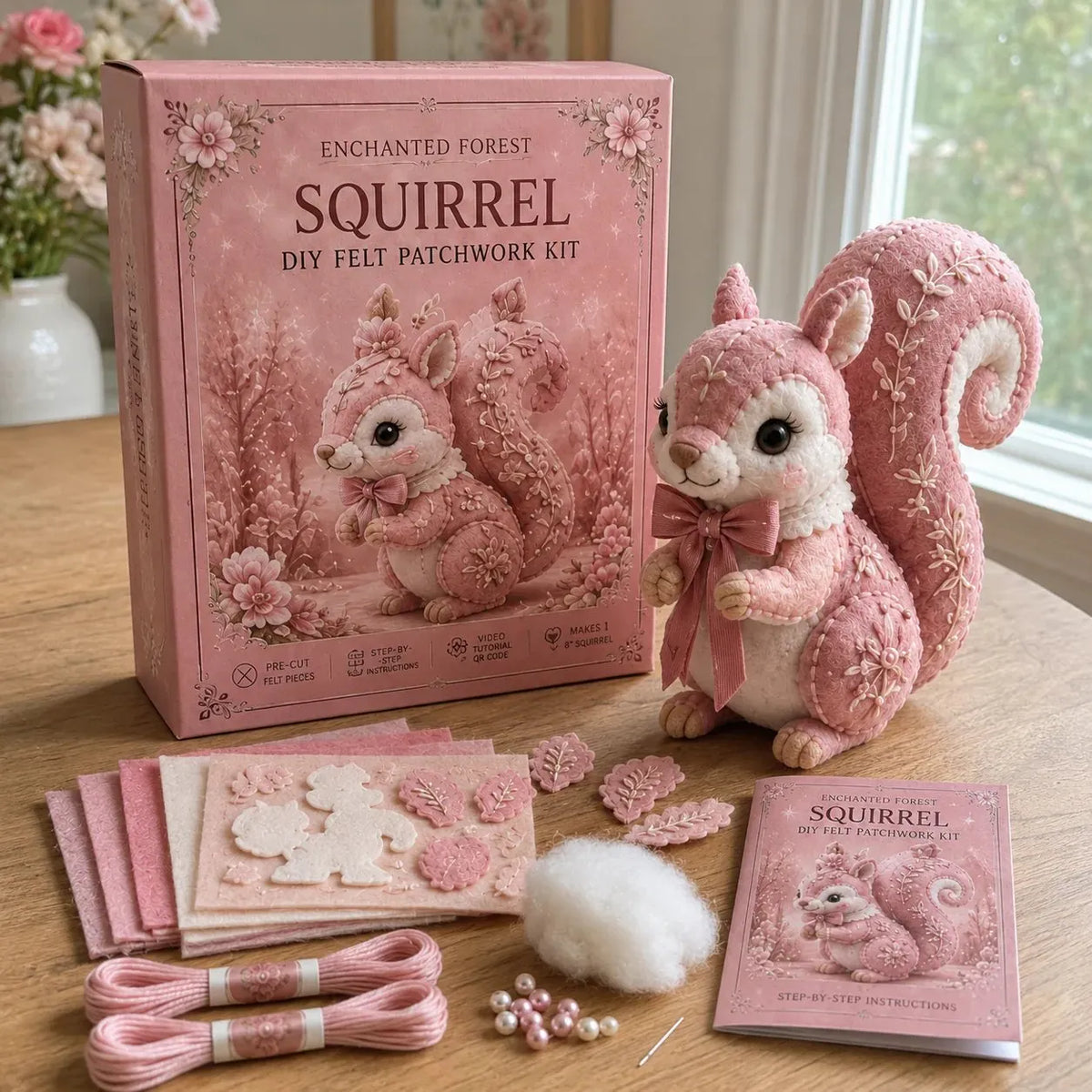 🔥HOT SALE🔥💗Pink Woodland Friends DIY Felt Sewing Kit – Make Your Own Cute Animal