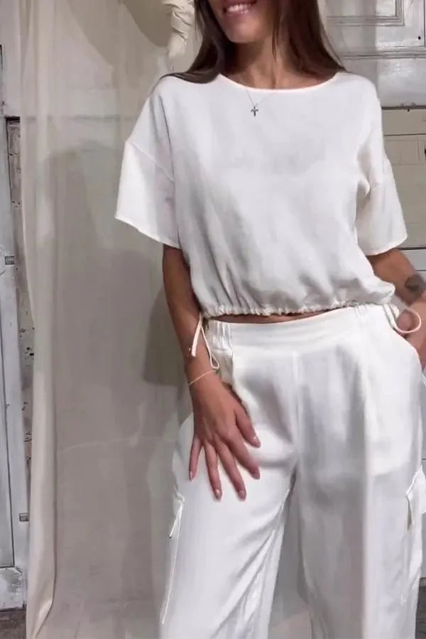 Round Neck Short-sleeved Top and Trousers Suit👕👖Buy 2 Sets Free Shipping