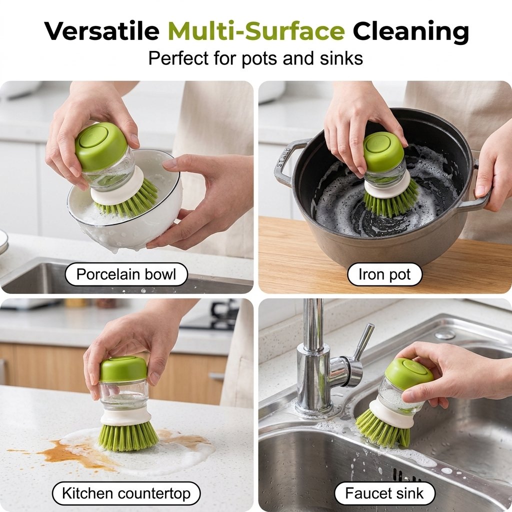 🔥HOT SALE🔥Palm Soap Dispenser Dish Brush with Storage Bracket Holder