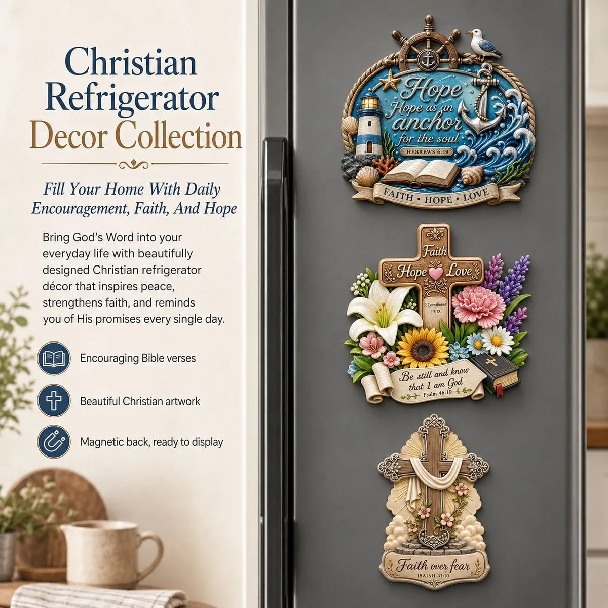 ✝️ Magnetic Inspirational Bible Verse Fridge Decor — A Daily Reminder of Faith
