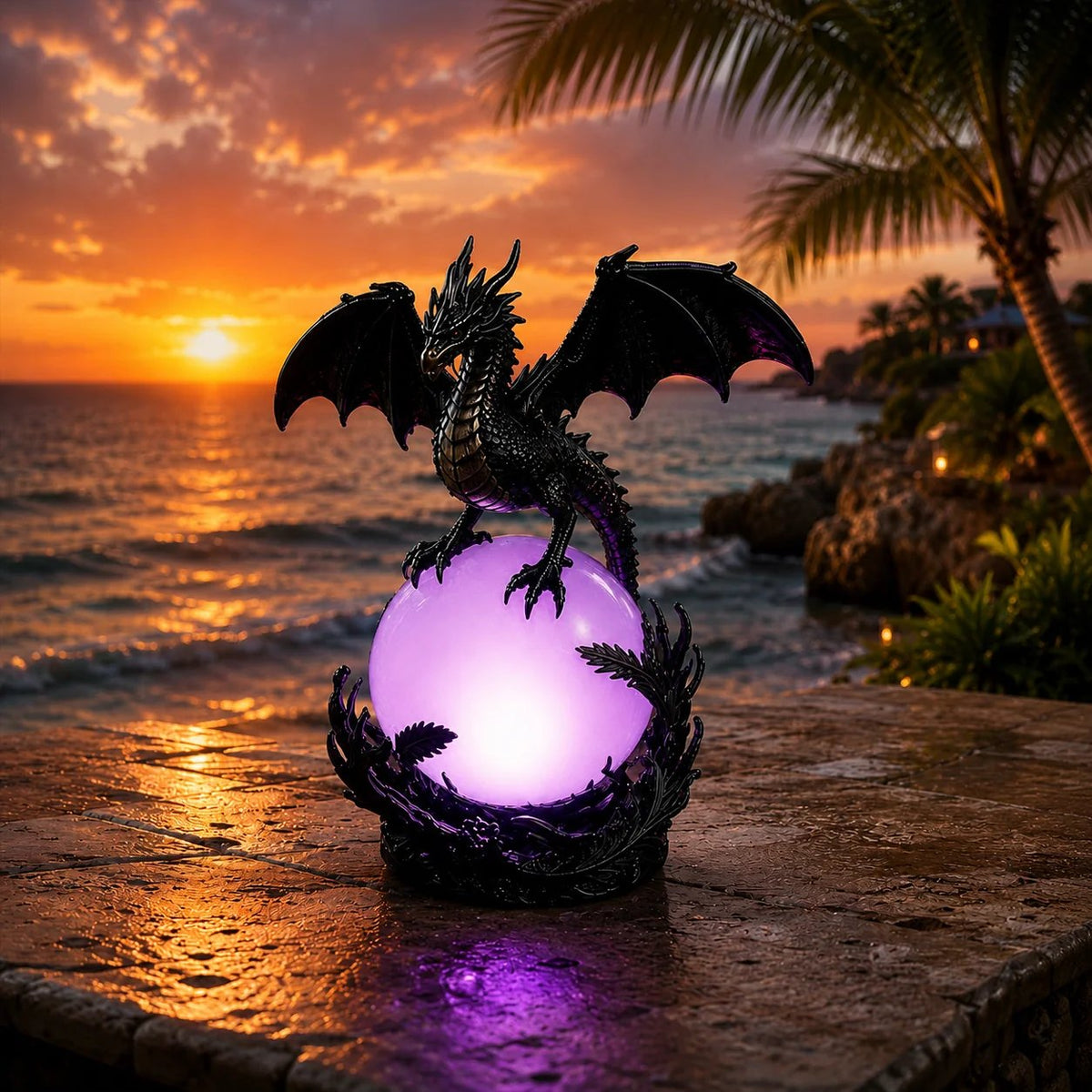 🎉🔮Gothic Dragon LED Crystal Ball Lamp for Dark Aesthetic Decor