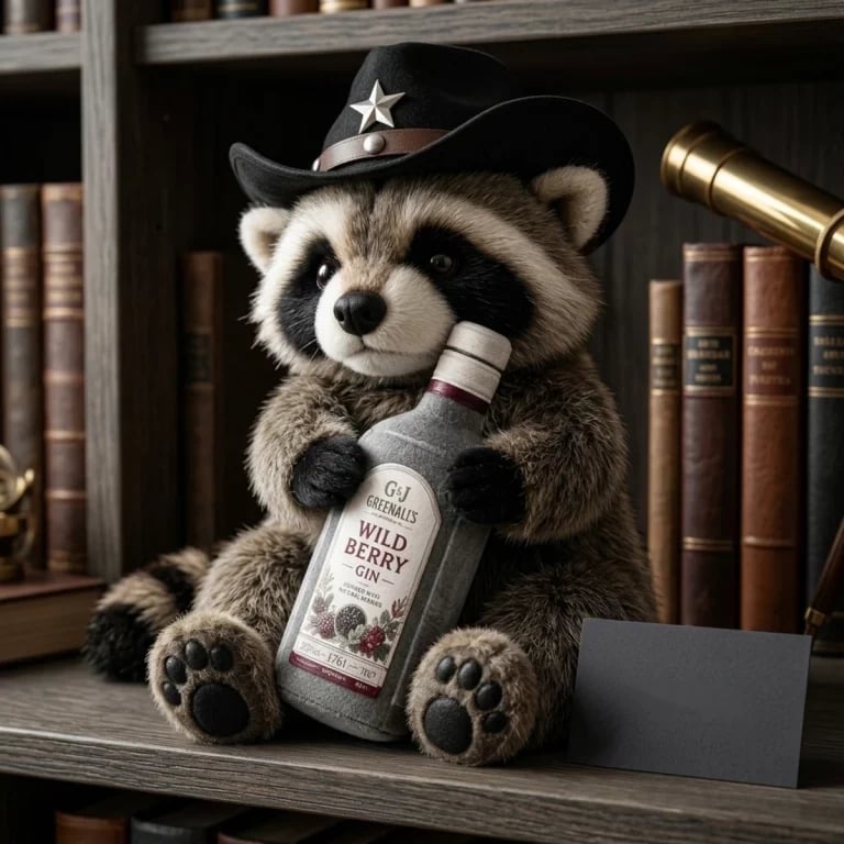 🎉🦝Wild West Whiskey Raccoon Collector Plush Doll
