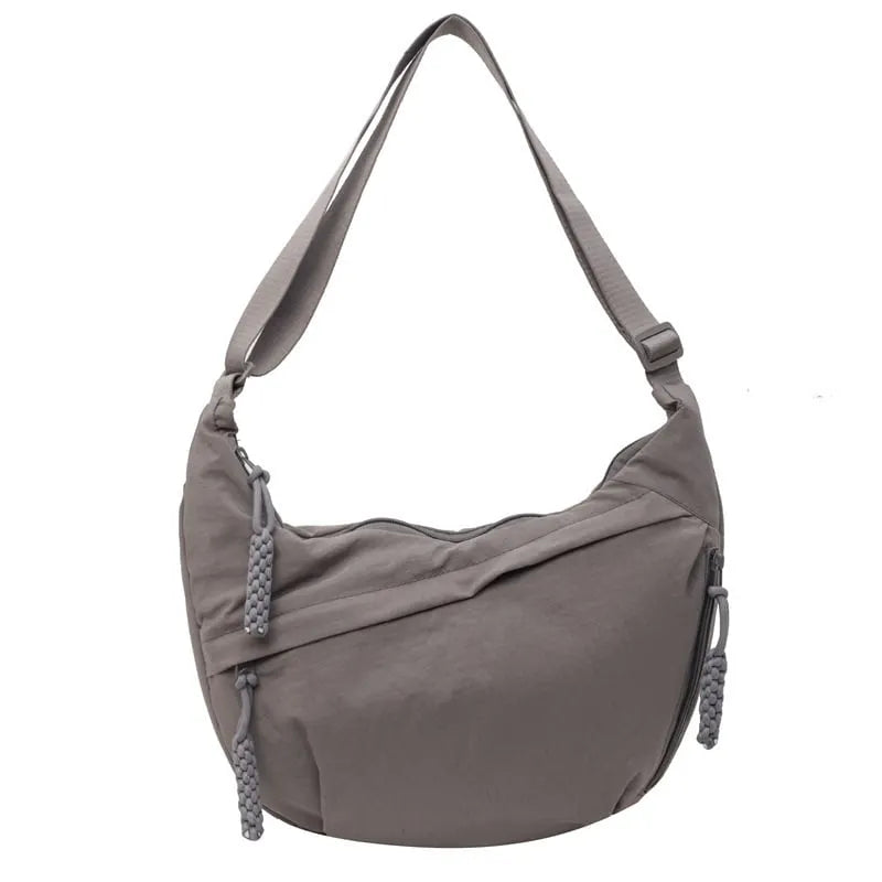Women's Fashion Plain Color Nylon Crossbody Hobo Bag