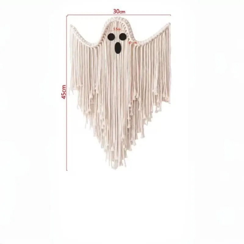 👻Handcrafted Woven Halloween Ghost Wall Decor - Cute Boho Hanging Ghost Decoration for Front Door, Porch & Indoor Home🎃