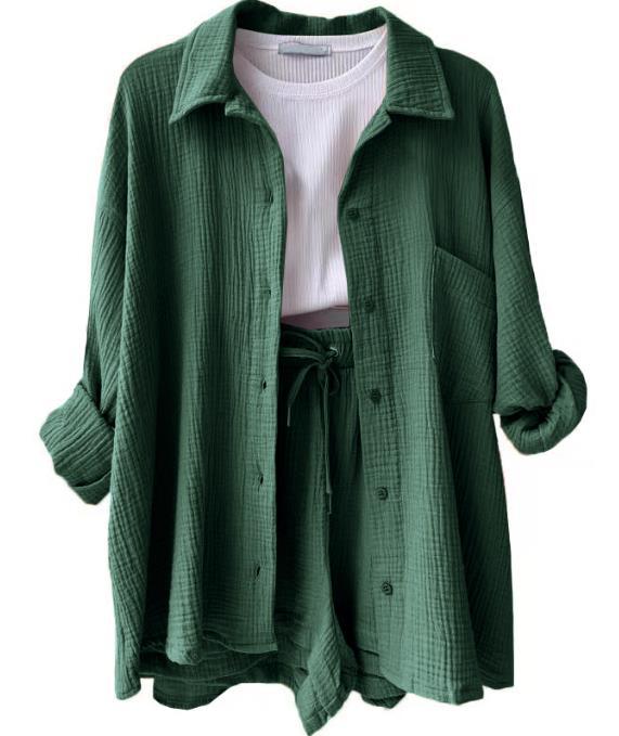 LONG SLEEVE SHIRT SHORT SET