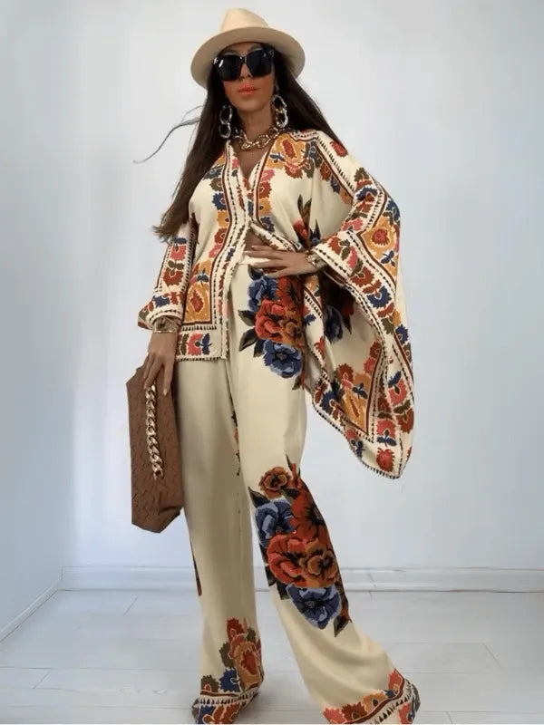 Women's Printed Set Two Piece Suit Set