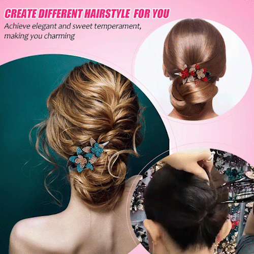 Rhinestone Double Flower Hairpin (buy 1 get one free)