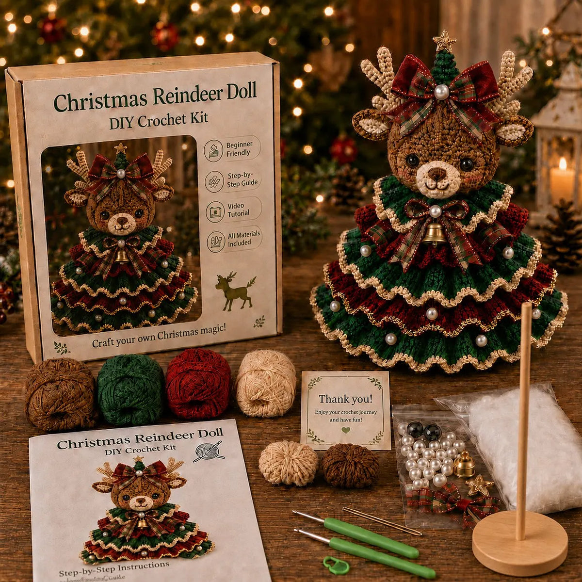 🎉🎄 Crochet Animal Christmas Tree DIY Kit