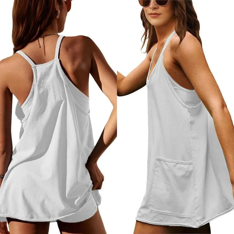 🔥Summer Sale 49% OFF💃Casual Sleeveless Mini Dress With Built-In Shorts