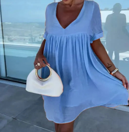 V-Neck Backless Short Sleeve Dress (Buy 2 Free Shipping)