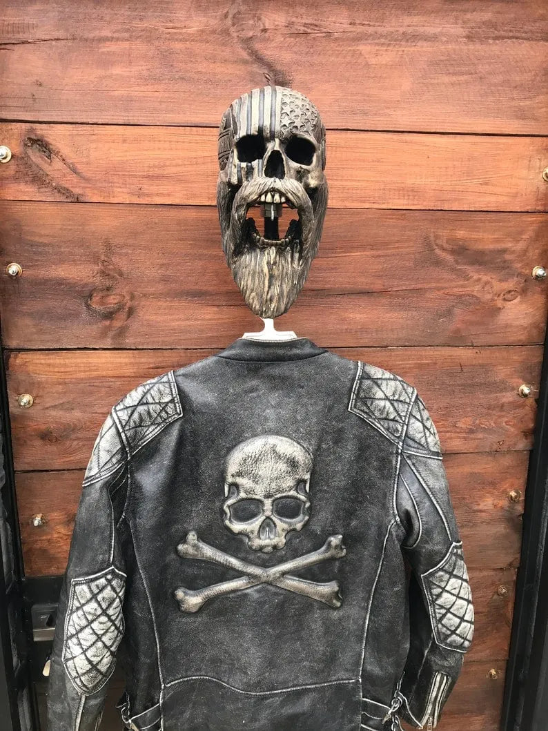Motorcycle Skull Helmet Holder with Beard(🎁The most special gift for riders)