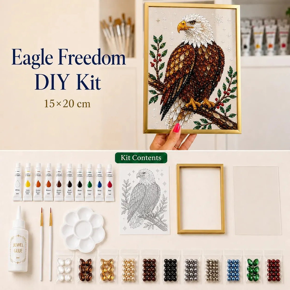 🎉49% OFF – ✨Sparkling Nature Crystal Art Kit | Colorful Crystal Gems, Guided Pattern, Complete Tools & Gold Display Frame 🌿💎