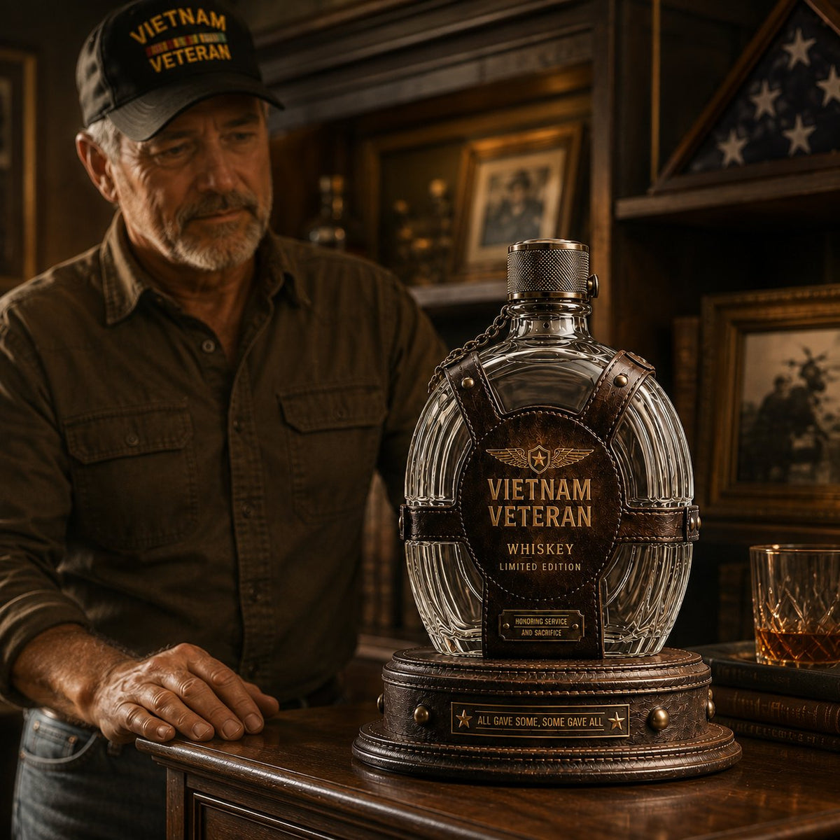 🔥HOT SALE🔥💥🏆Military Tribute Whiskey Decanter – Collectible Veteran Display Bottle With Gift Box