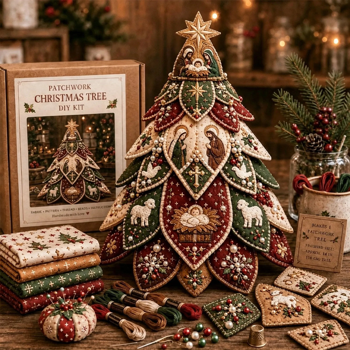 🔥LAST DAY 49% OFF - ✝️Religious-Themed Beaded & Quilted Christmas Tree DIY Kit(📦Buy 2 Free Shipping)