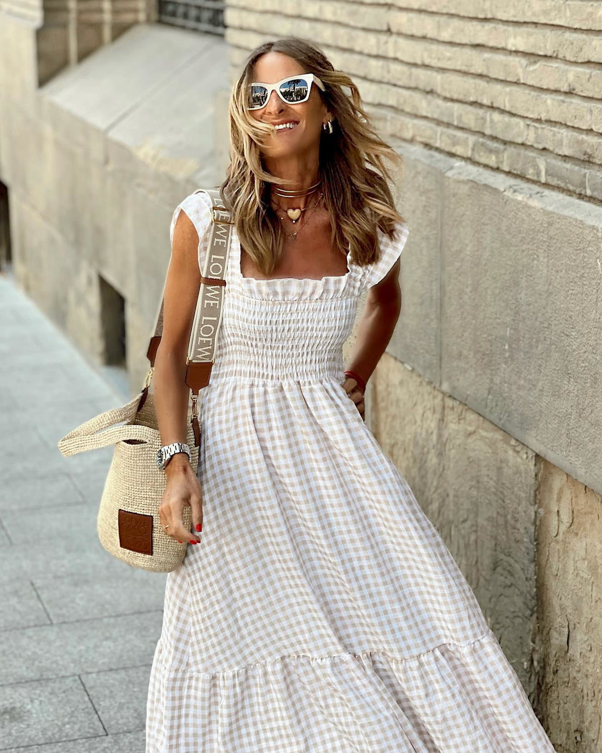 Spaghetti Strap Flounce Long Dress