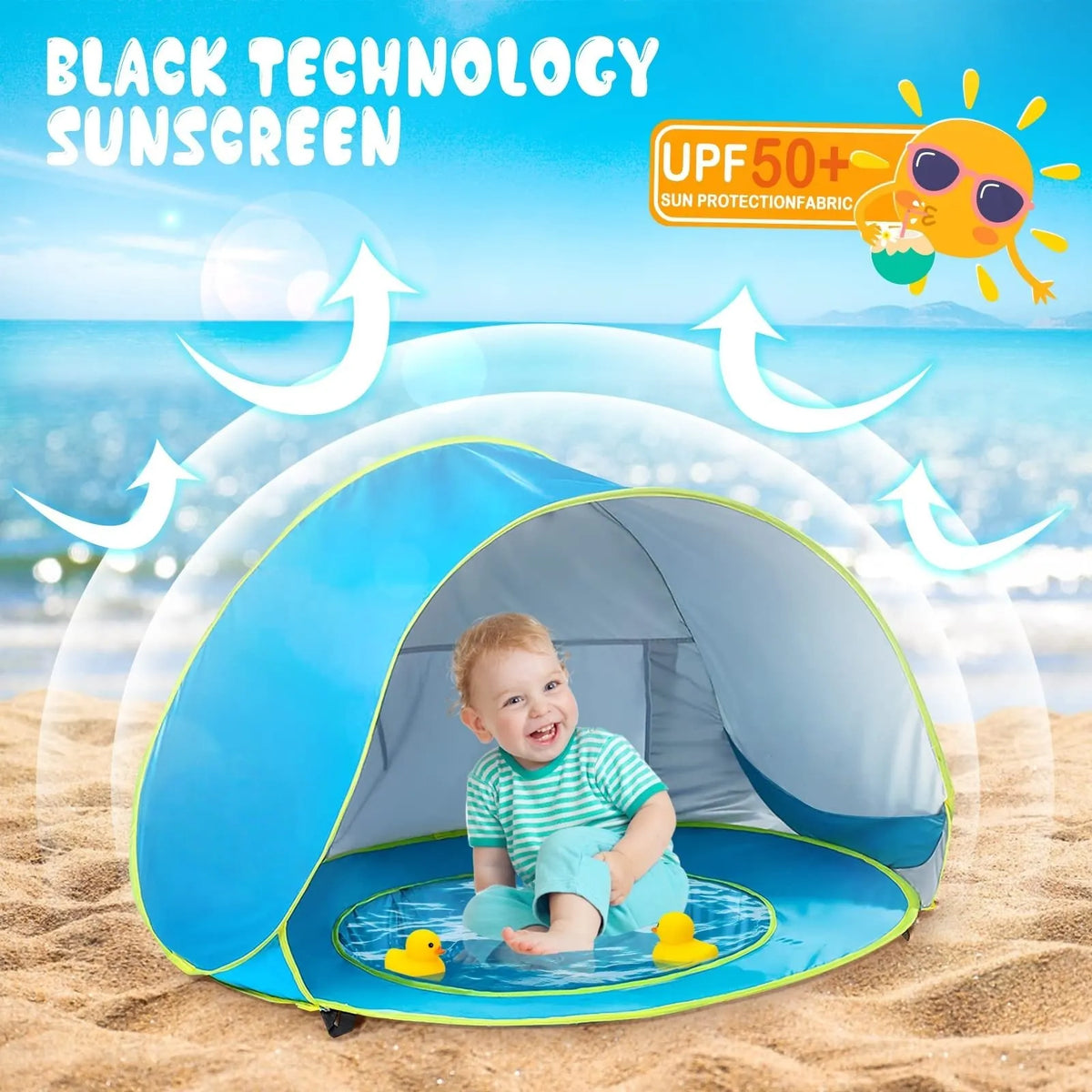 🔥Last Day 49% OFF - 🏖 Portable Uv-Resistant Baby Beach Tent