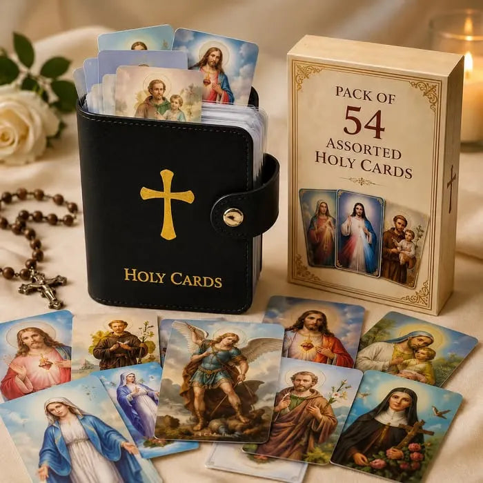 ✝️🙏Catholic Faux Leather Holy Card Holder – Pocket Prayer Card Organizer with Snap Closure