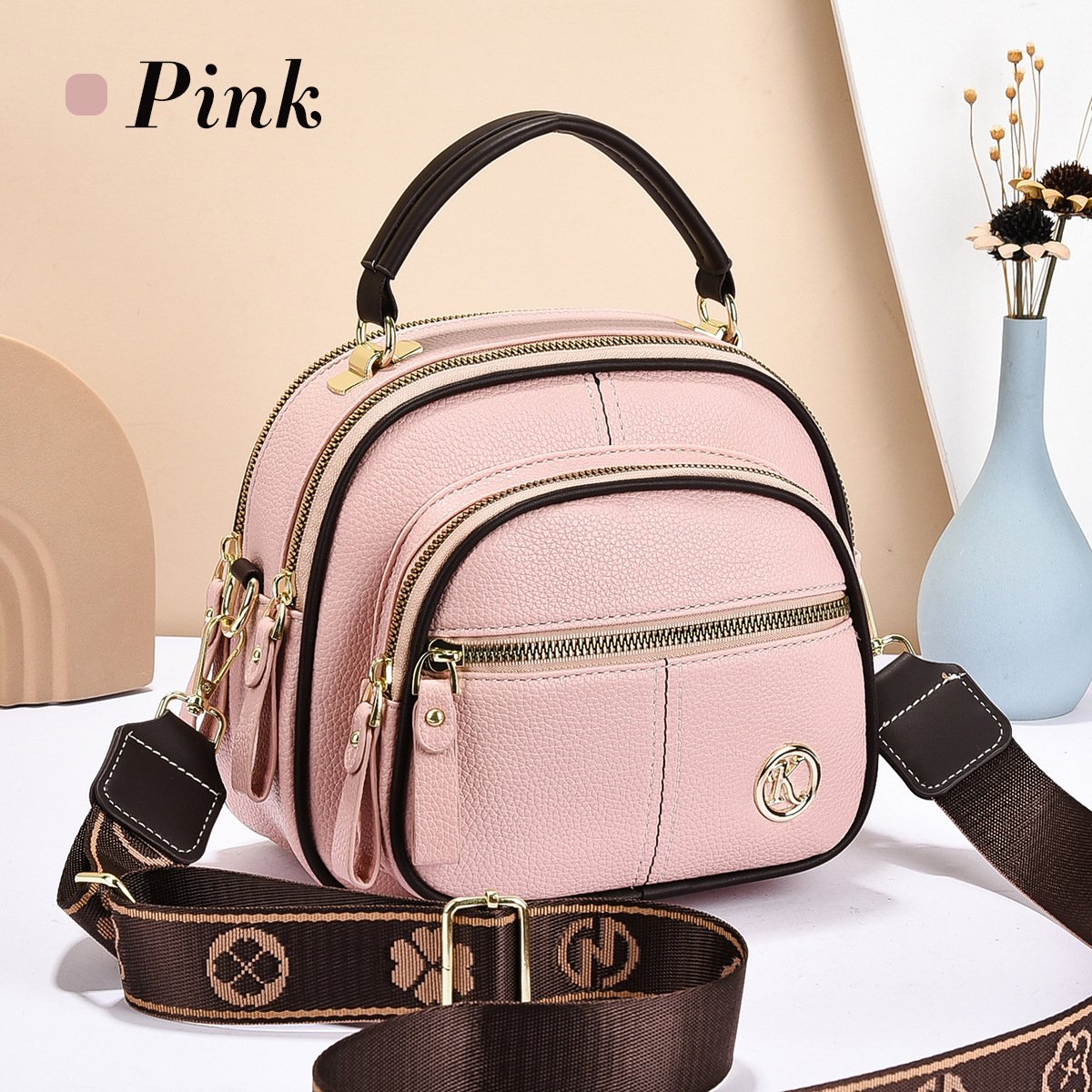 Multifunctional Compartments Adjustable Leather Crossbody Bag