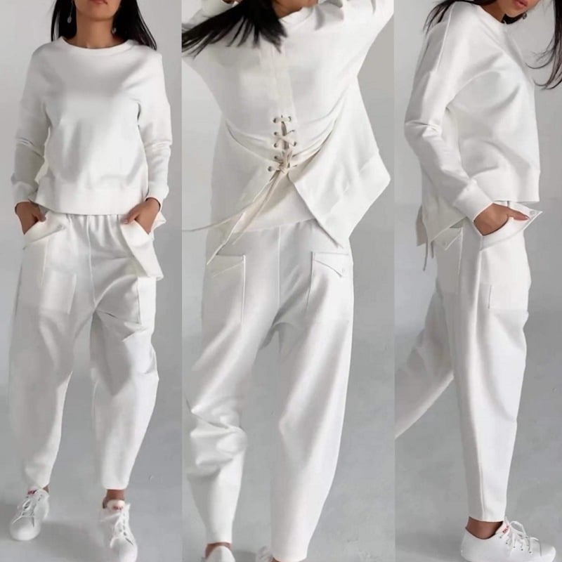 Casual Long Sleeve Drawstring Back Two Piece Suit (Buy 2 Sets Free Shipping)