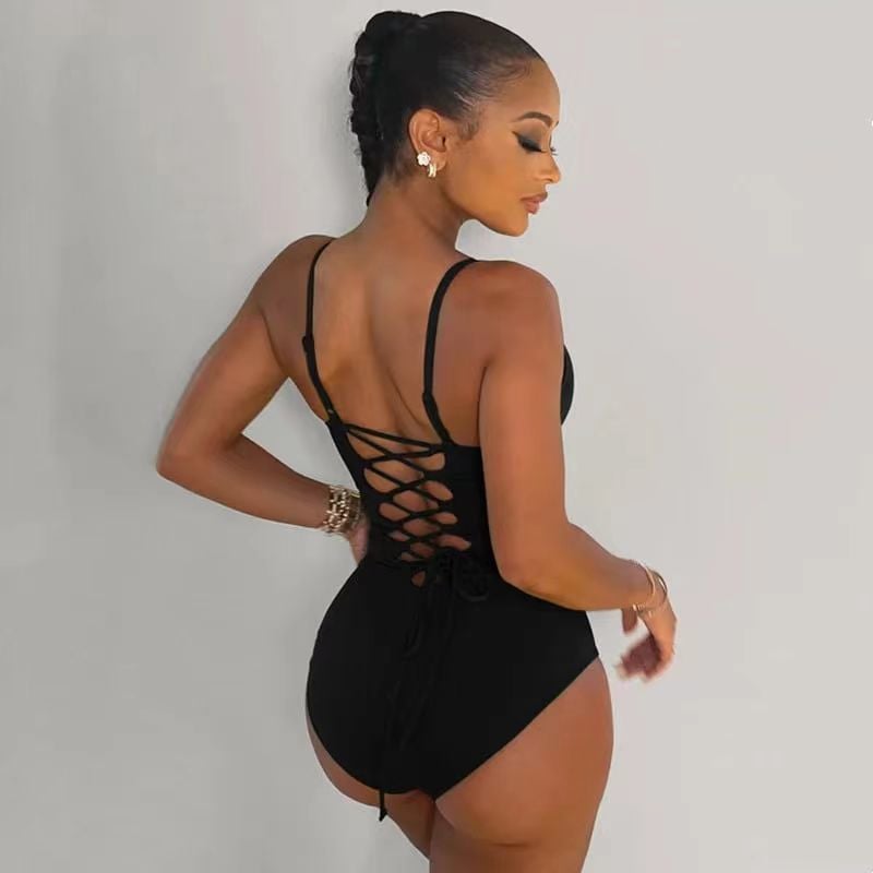 Strappy Backless Drawstring Body Swimsuit 👙Buy 2 Free Shipping