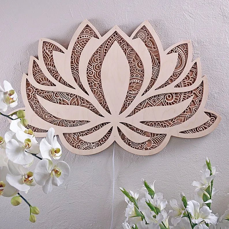 Lotus flower Mandala Yoga Room Art-RainbowArt