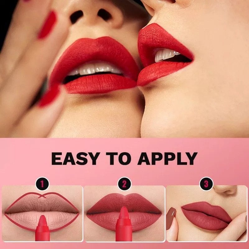 12 Color HANDAIYAN Rotating Sharpenable Matte Lipstick Pencils- Buy 2 Get 1 Free