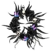 🎉Gothic Wreath with Black Roses & Butterflies, Elegant Decor for Halloween Entryway