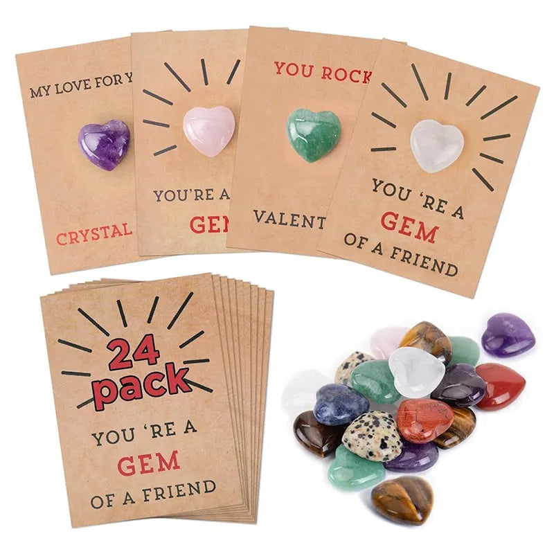🔥Last Day: Buy 2 Get 1 Free - 💖24 Pack Valentines Cards with Heart-Shape Crystals