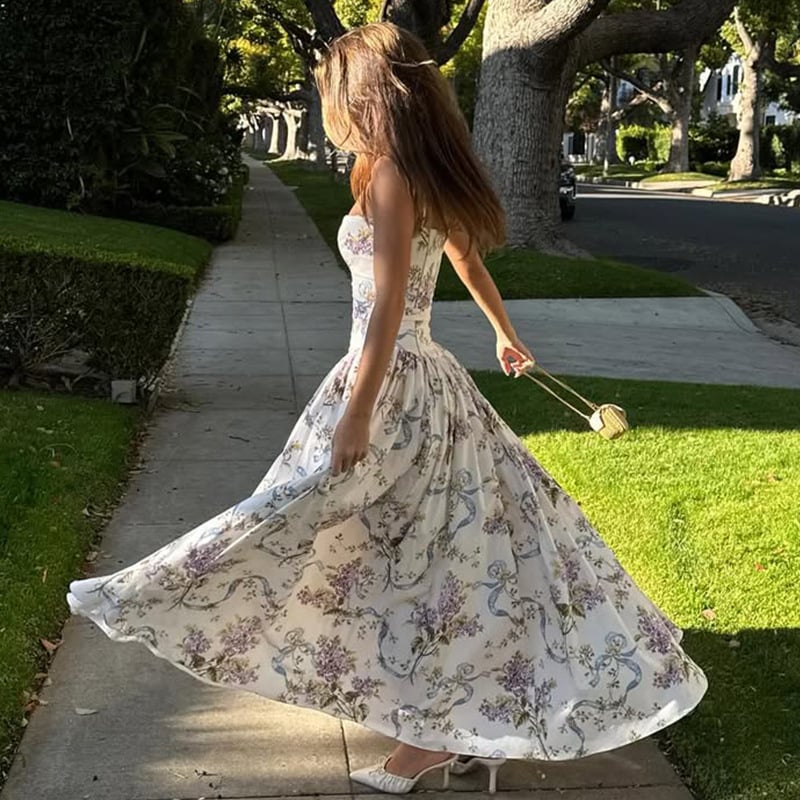 Cream Floral Print Sundress