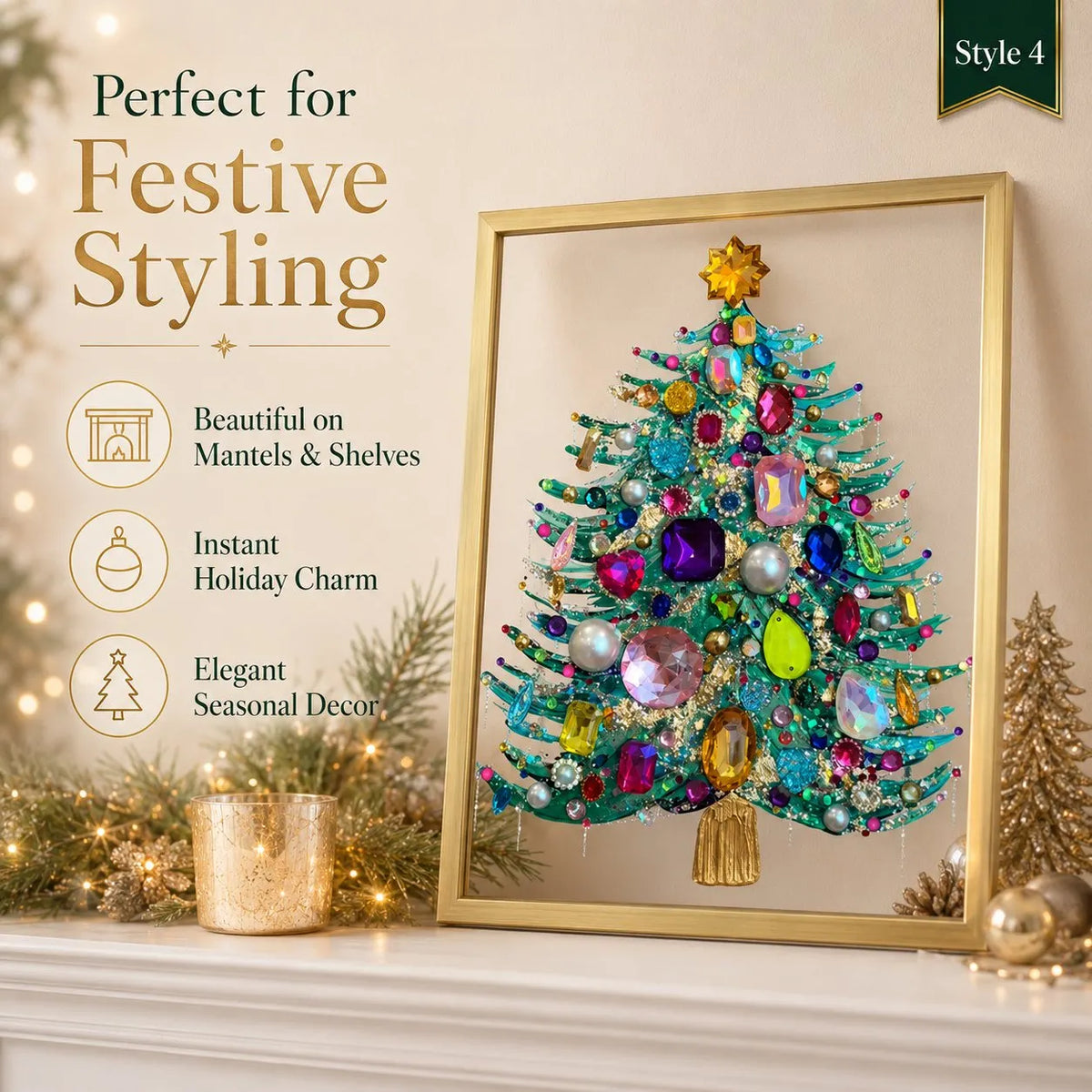 🎉🎄diy Jeweled 3D Christmas Tree Framed Art — Fill Your Home with Sparkling Holiday Magic! ✨💎