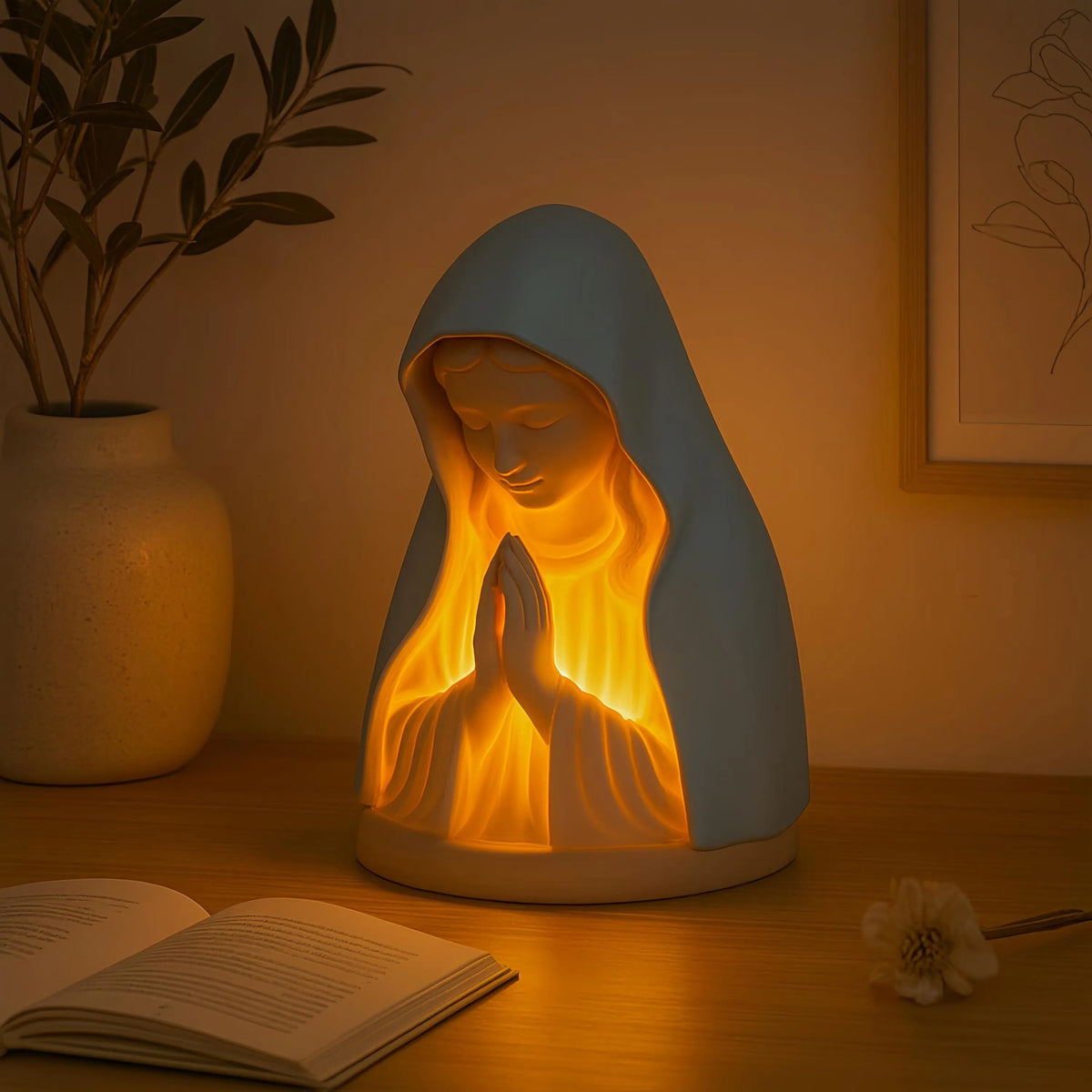 Handmade Resin Virgin Mary Prayer Night Light