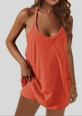 🔥Summer Sale 49% OFF💃Casual Sleeveless Mini Dress With Built-In Shorts