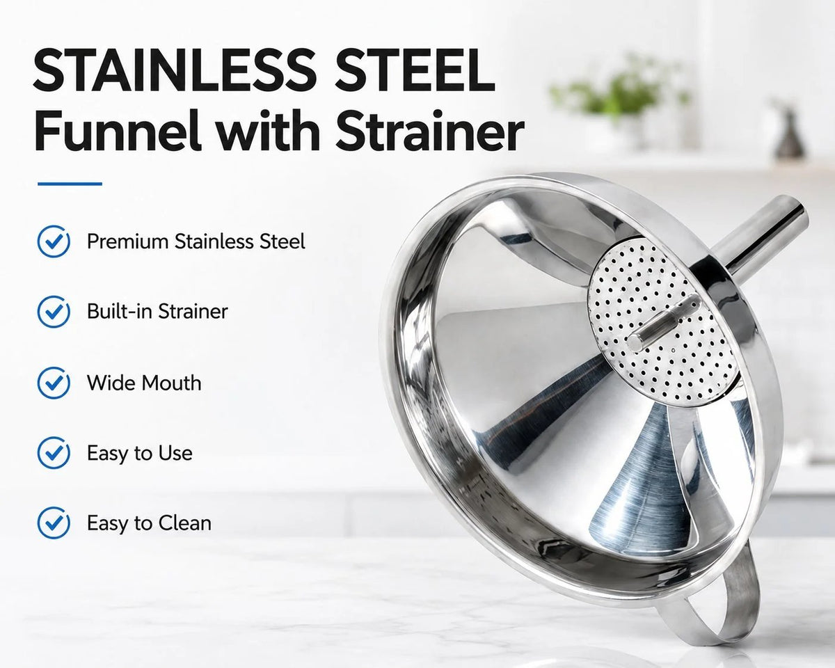 🔥HOT SALE🔥5 1/2-Inch Stainless Steel Funnel with Detachable Strainer