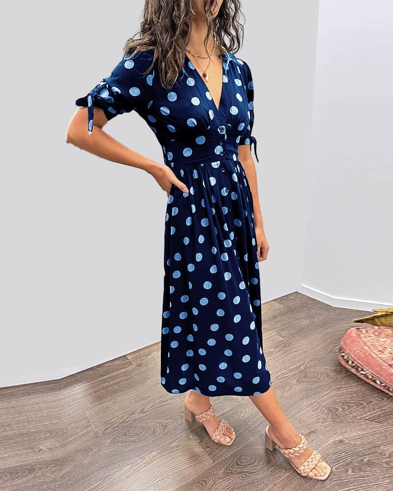 💃Deep V-neck polka-dot dress - buy 2 free shipping