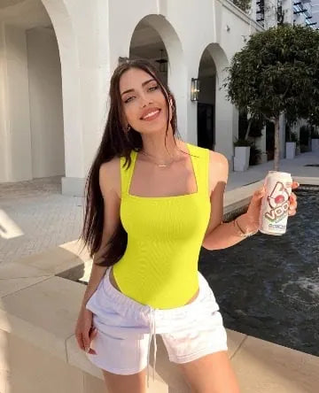 🩱🔥Sexy Ribbed Strap Square Neck Sleeveless Bodysuit 🩱🌟