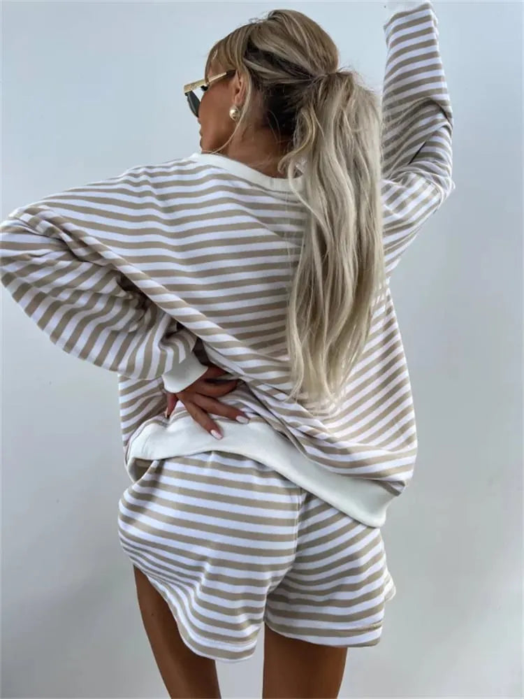 Women's V-neck Long-sleeved Casual Two-piece Suit