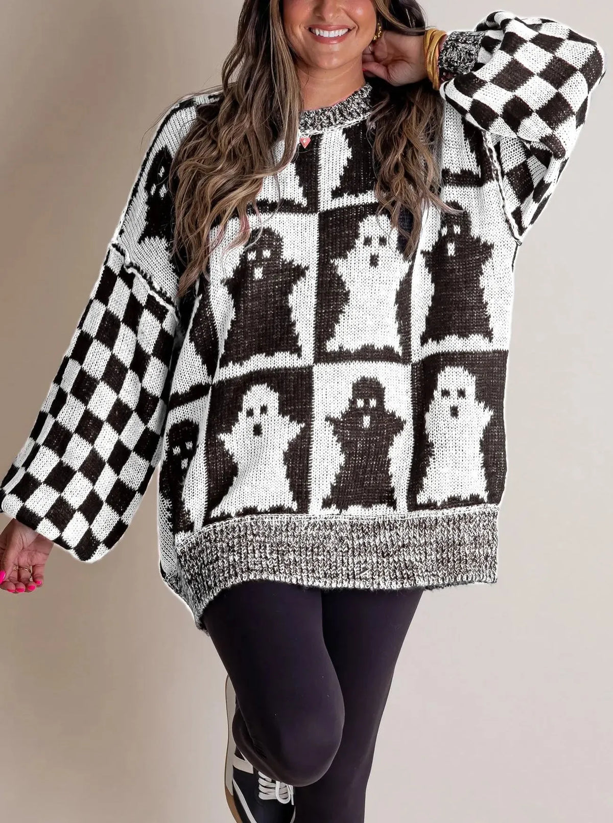 WOMEN'S HALLOWEEN CHECKERED SWEATER - SPOOKY SEASON (BUY 2 FREE SHIPPING)