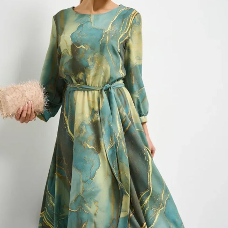 🌷Limited Time Offer 49% OFF🌷Women's Long Sleeve Fashion Printed Waist Dresses