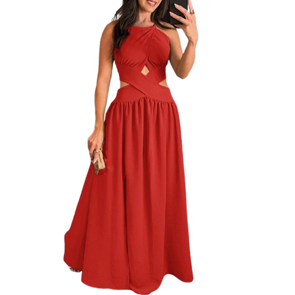 Chic Halter Criss-Cross Flared Dress for a Glamorous Night ✨