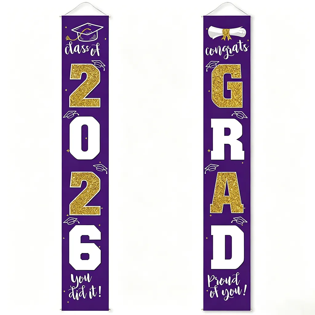 🔥2026 LAST DAY 49% OFF - 🎓Class of 2026 Graduation Banner | Congrats Grad Front Door Porch Decor for Graduation Party (✨Set of 2)