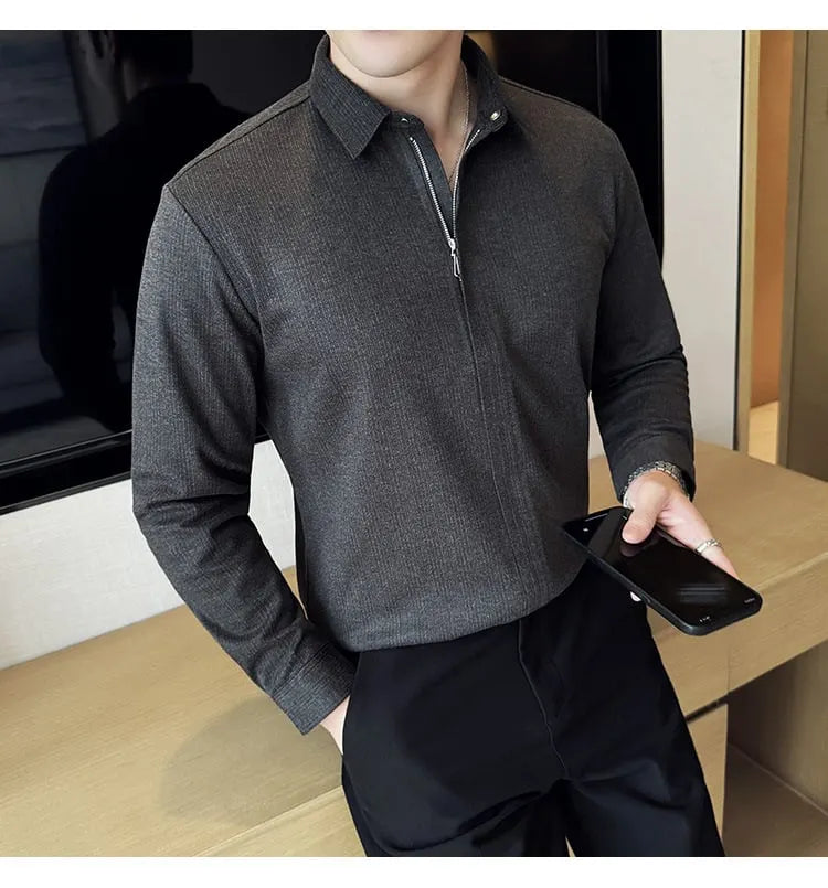 NEW Men's Casual Zipper Long Sleeve Shirt (Buy 2 Free Shipping)